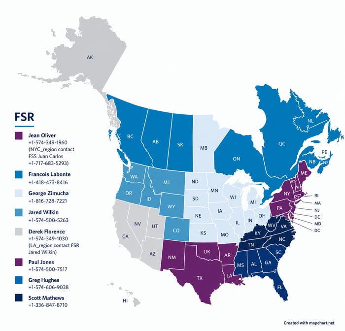 BCC's Field Service team map