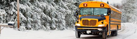 School bus on winter road