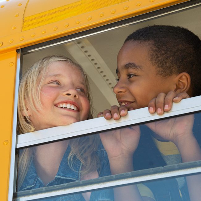 Children on a school bus